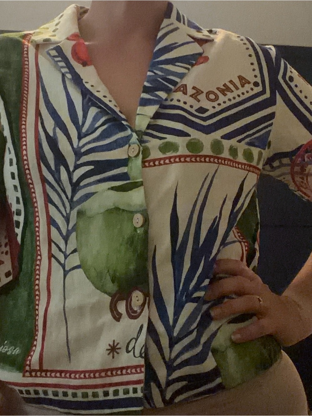Rachel Zoe Tropical Print Button-Front Shirt in Multicolor - Picture 6 of 6